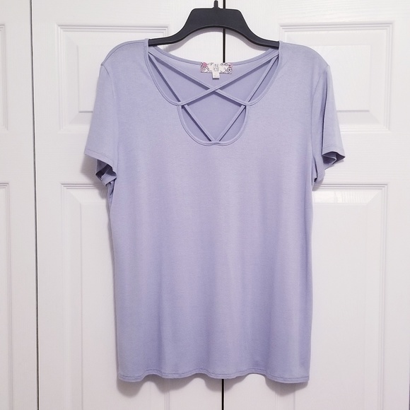 Pink Rose Tops - Pretty Baby Blue Short Sleeve Strappy Top NWOT